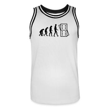 Évolution Domino : De l'Homme au Joueur - Maillot de basket Homme - blanc/noir - Devant - AI Model Male 185 dark (185cm)