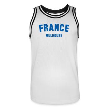Mulhouse, France, France - Maillot de basket Homme - blanc/noir - Devant - AI Model Male 185 dark (185cm)