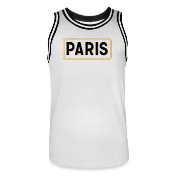 Panneau Paris Noir et Or - French City Sign - Maillot de basket Homme - blanc/noir - Devant - AI Model Male 185 dark (185cm)