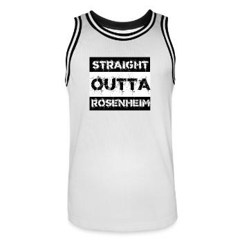 Straight Outta Rosenheim Geschenk Stadt - Männer Basketball-Trikot - Weiß/Schwarz - Vorne - AI Model Male 185 dark (185cm)