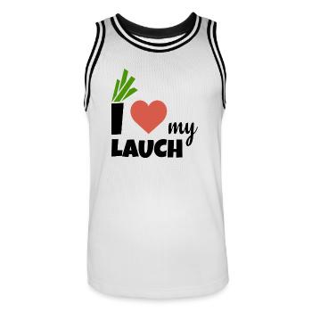 i love my Lauch | Ich liebe meinen Lauch - Männer Basketball-Trikot - Weiß/Schwarz - Vorne - AI Model Male 185 dark (185cm)