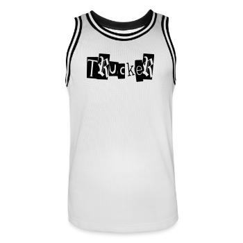truck truck truck babe camion camion camion road trip transport - Maillot de basket Homme - blanc/noir - Devant - AI Model Male 185 dark (185cm)