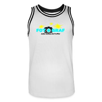 Fotograf Fotografin Fotokamera - Männer Basketball-Trikot - Weiß/Schwarz - Vorne - AI Model Male 185 dark (185cm)