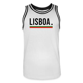 Lisboa – Minimal Streetwear Shirt - Men's Basketball Jersey - white/black - Front - AI Model Male 185 dark (185cm)