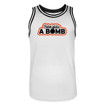 Calme comme une bombe Paradoxe Ironie Humour Blague explosive - Maillot de basket Homme - blanc/noir - Devant - AI Model Male 185 dark (185cm)