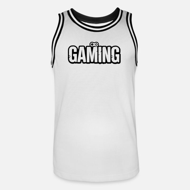 Gaming_Schrift_mit_Conroller - Men's Basketball Jersey - white/black