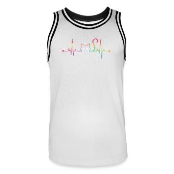ECG Coloré du battement cardiaque du chat - Ligne de vie artistique pour chat - Maillot de basket Homme - blanc/noir - Devant - AI Model Male 185 dark (185cm)