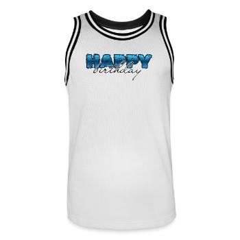 Happy Birthday, Congratulations, Birthday - Men's Basketball Jersey - white/black - Front - AI Model Male 185 dark (185cm)