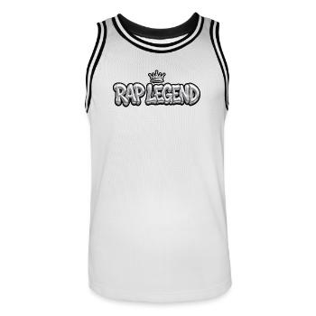 RAP LEGEND - Chrome 3D Bubble Style with Crown - Men's Basketball Jersey - white/black - Front - AI Model Male 185 dark (185cm)