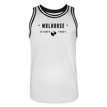 Mulhouse France Coordonnées Gps Globe - Maillot de basket Homme - blanc/noir - Devant - AI Model Male 185 dark (185cm)