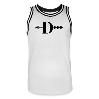 Lettre d flèche cœur  - Maillot de basket Homme - blanc/noir - Devant - AI Model Male 185 dark (185cm)