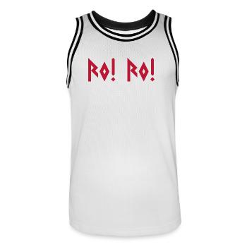 Calme-toi ! Calme-toi ! – Viking norvégien - Maillot de basket Homme - blanc/noir - Devant - AI Model Male 185 dark (185cm)
