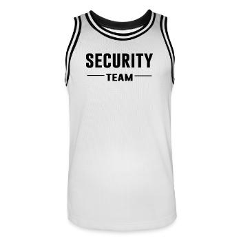 Équipe de sécurité – Sécurité | Ordre | Chemise de l’équipe - Maillot de basket Homme - blanc/noir - Devant - AI Model Male 185 dark (185cm)
