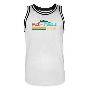 PACE STUMBLE SOAR - Men's Basketball Jersey - white/black - Front - AI Model Male 185 dark (185cm)