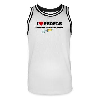 Lustiges Geschenk eines Anästhesisten für den Arzt - Männer Basketball-Trikot - Weiß/Schwarz - Vorne - AI Model Male 185 dark (185cm)