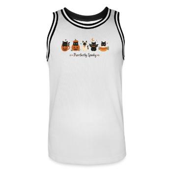 Chats Halloween - Maillot de basket Homme - blanc/noir - Devant - AI Model Male 185 dark (185cm)
