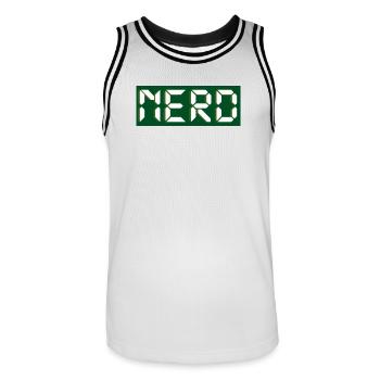 Nerd - Men's Basketball Jersey - white/black - Front - AI Model Male 185 dark (185cm)
