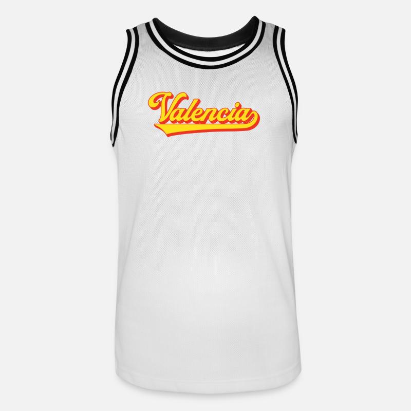Valencia Script Logo - Men's Basketball Jersey - white/black