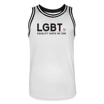 Mois de la fierté - L’égalité ne fait de mal à personne - Maillot de basket Homme - blanc/noir - Devant - AI Model Male 185 dark (185cm)