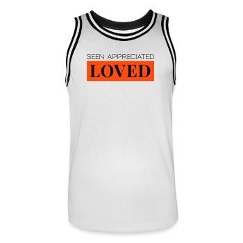 Lakes Appreciated Loved Two-Tone - Men's Basketball Jersey - white/black - Front - AI Model Male 185 dark (185cm)