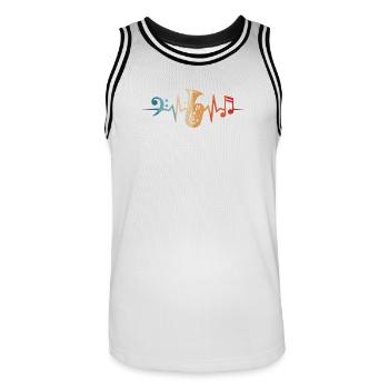 Tuba Heartbeat Tuba Orchestre Musiciens - Maillot de basket Homme - blanc/noir - Devant - AI Model Male 185 dark (185cm)