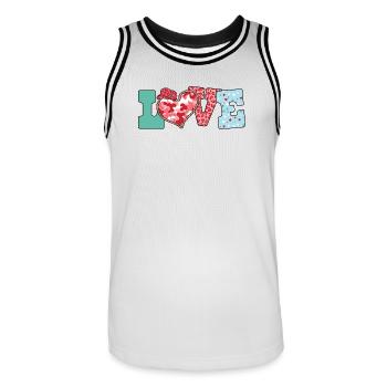 Playful Love Heart Western Romance  - Männer Basketball-Trikot - Weiß/Schwarz - Vorne - AI Model Male 185 dark (185cm)