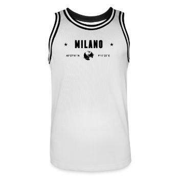 Milan Italy Coordinates Planet Earth - Men's Basketball Jersey - white/black - Front - AI Model Male 185 dark (185cm)