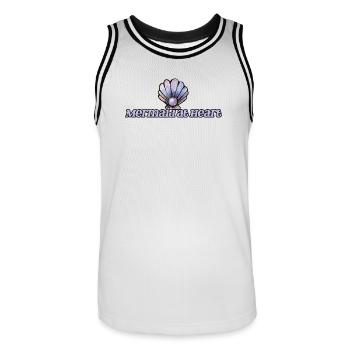 Sirène au cœur Emblème de la Coquille - Maillot de basket Homme - blanc/noir - Devant - AI Model Male 185 dark (185cm)