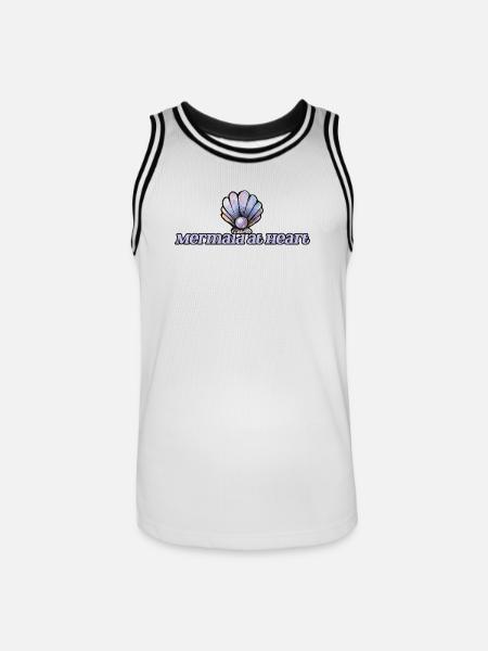 Mermaid at Heart Shell Emblem - Men's Basketball Jersey - white/black