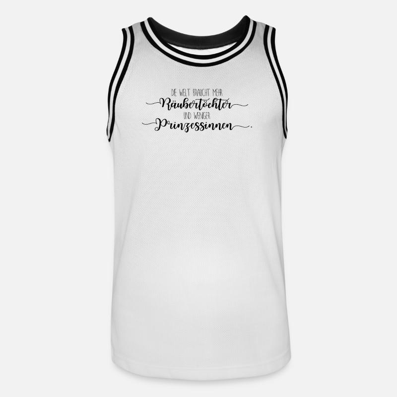 Räubertochter oder Prinzessin - schwarz - Männer Basketball-Trikot - Weiß/Schwarz