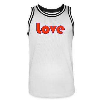HERZ. HERZ. VALENTINSTAG. LIEBE. LIEBE. PAAR. - Männer Basketball-Trikot - Weiß/Schwarz - Vorne - AI Model Male 185 dark (185cm)