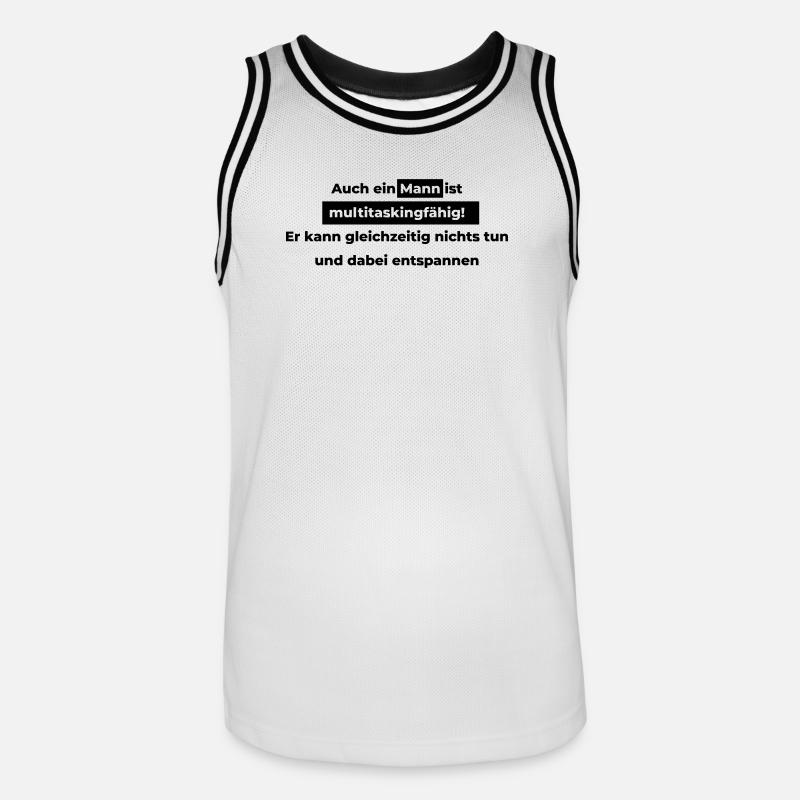 Auch ein Mann ist multitaskingfähig. - Männer Basketball-Trikot - Weiß/Schwarz