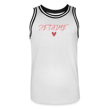 VALENTINSTAG. Junggesellinnenabschied. ICH LIEBE DICH. ICH LIEBE DICH. LIEBE - Männer Basketball-Trikot - Weiß/Schwarz - Vorne - AI Model Male 185 dark (185cm)