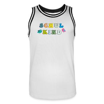 Schulkind  - Männer Basketball-Trikot - Weiß/Schwarz - Vorne - AI Model Male 185 dark (185cm)