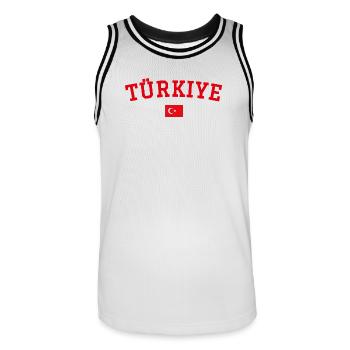 Drapeau de la Turquie en rouge - Maillot de basket Homme - blanc/noir - Devant - AI Model Male 185 dark (185cm)