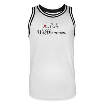 Herzlich Willkommen - Männer Basketball-Trikot - Weiß/Schwarz - Vorne - AI Model Male 185 dark (185cm)