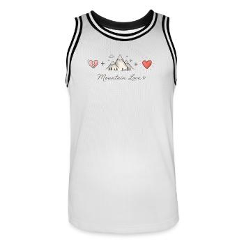 Les montagnes guérissent le cœur | Randonnée et aménagement extérieur - Maillot de basket Homme - blanc/noir - Devant - AI Model Male 185 dark (185cm)
