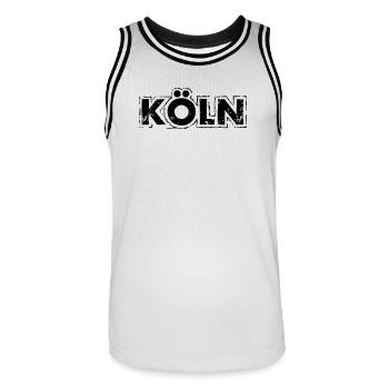 köln - Männer Basketball-Trikot - Weiß/Schwarz - Vorne - AI Model Male 185 dark (185cm)
