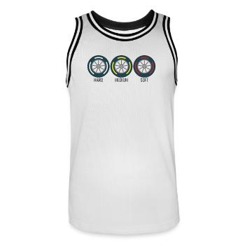 Reifen Formel Auto Rennen - Männer Basketball-Trikot - Weiß/Schwarz - Vorne - AI Model Male 185 dark (185cm)