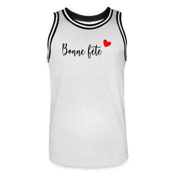 BONNE FÊTE MAMAN. MAMAN. FÊTE DES MÈRES. JE T'AIME - Maillot de basket Homme - blanc/noir - Devant - AI Model Male 185 dark (185cm)