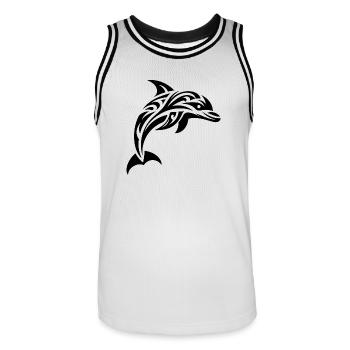 Springender süßer Tattoo Delfin - Männer Basketball-Trikot - Weiß/Schwarz - Vorne - AI Model Male 185 dark (185cm)