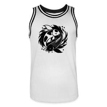 Cercle de yoga de la carpe koï yin et yang - Maillot de basket Homme - blanc/noir - Devant - AI Model Male 185 dark (185cm)