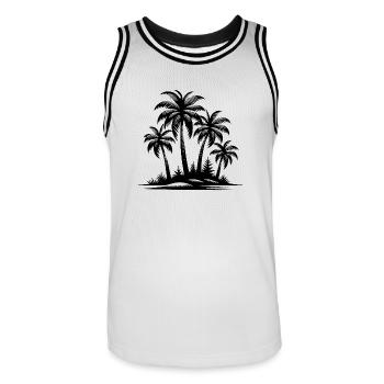 Tropische Palmen und Strand - Männer Basketball-Trikot - Weiß/Schwarz - Vorne - AI Model Male 185 dark (185cm)