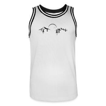 Mountain Peak Adventure Minimaliste Silhouette Art - Maillot de basket Homme - blanc/noir - Devant - AI Model Male 185 dark (185cm)