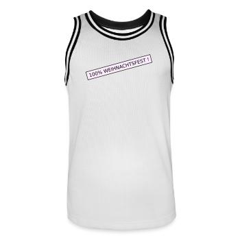 100 percent Christmas - Men's Basketball Jersey - white/black - Front - AI Model Male 185 dark (185cm)