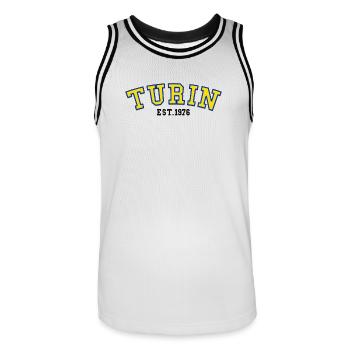 Turin fondée en 1976 - Maillot de basket Homme - blanc/noir - Devant - AI Model Male 185 dark (185cm)