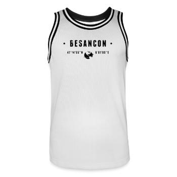 Besancon France Coordonnées Gps Globe - Maillot de basket Homme - blanc/noir - Devant - AI Model Male 185 dark (185cm)