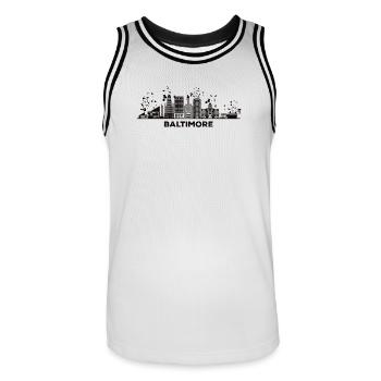 Baltimorean Watercolor Skyline Baltimore - Männer Basketball-Trikot - Weiß/Schwarz - Vorne - AI Model Male 185 dark (185cm)