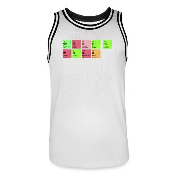 genius at work - Männer Basketball-Trikot - Weiß/Schwarz - Vorne - AI Model Male 185 dark (185cm)