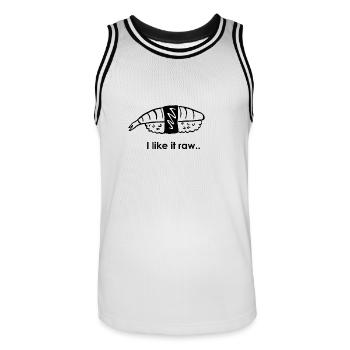 LIKE IT RAW | BLACK & WHITE - Männer Basketball-Trikot - Weiß/Schwarz - Vorne - AI Model Male 185 dark (185cm)